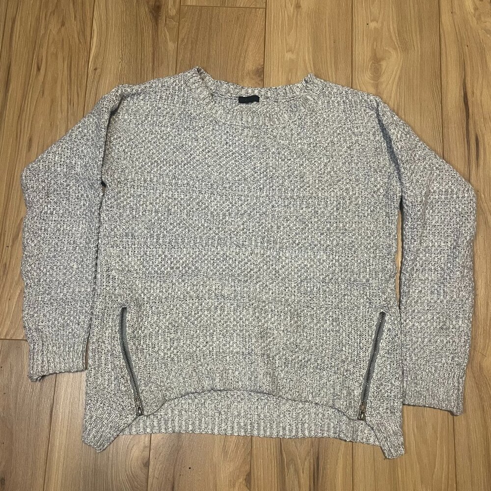 ARDENE Women's Grey Crew Neck Boxy Pullover Knit Sweater Medium Zipper Side